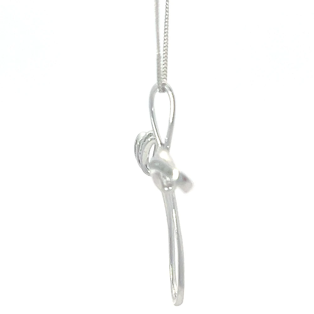 10K White Gold 0.06 cttw Diamond Cross Pendant, 18"