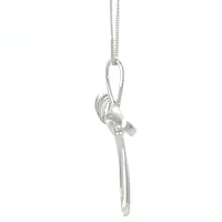 10K White Gold 0.06 cttw Diamond Cross Pendant, 18"