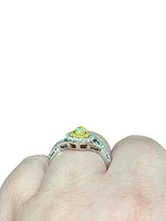18K White Gold Fancy Yellow and White Diamond Ring