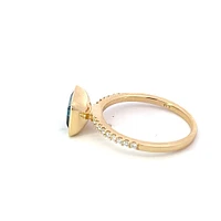 14K Yellow Gold  1.28cttw Blue Topaz and 0.14cttw Diamond Ring - Size 6