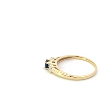 10K Yellow Gold Sapphire and Diamond 3 Stone Ring - Size 6