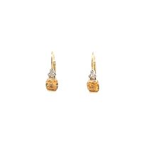 10K Yellow Gold 4mm Citrine and 0.02cttw Diamond Earrings