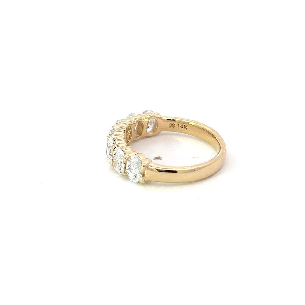 14K Yellow Gold 1.61cttw Oval Cut Lab Grown Claw Set Diamond Anniversary Band