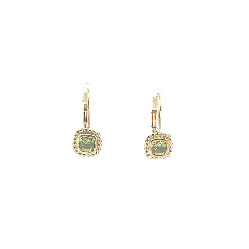 10K Yellow Gold Peridot Lever Back Earrings