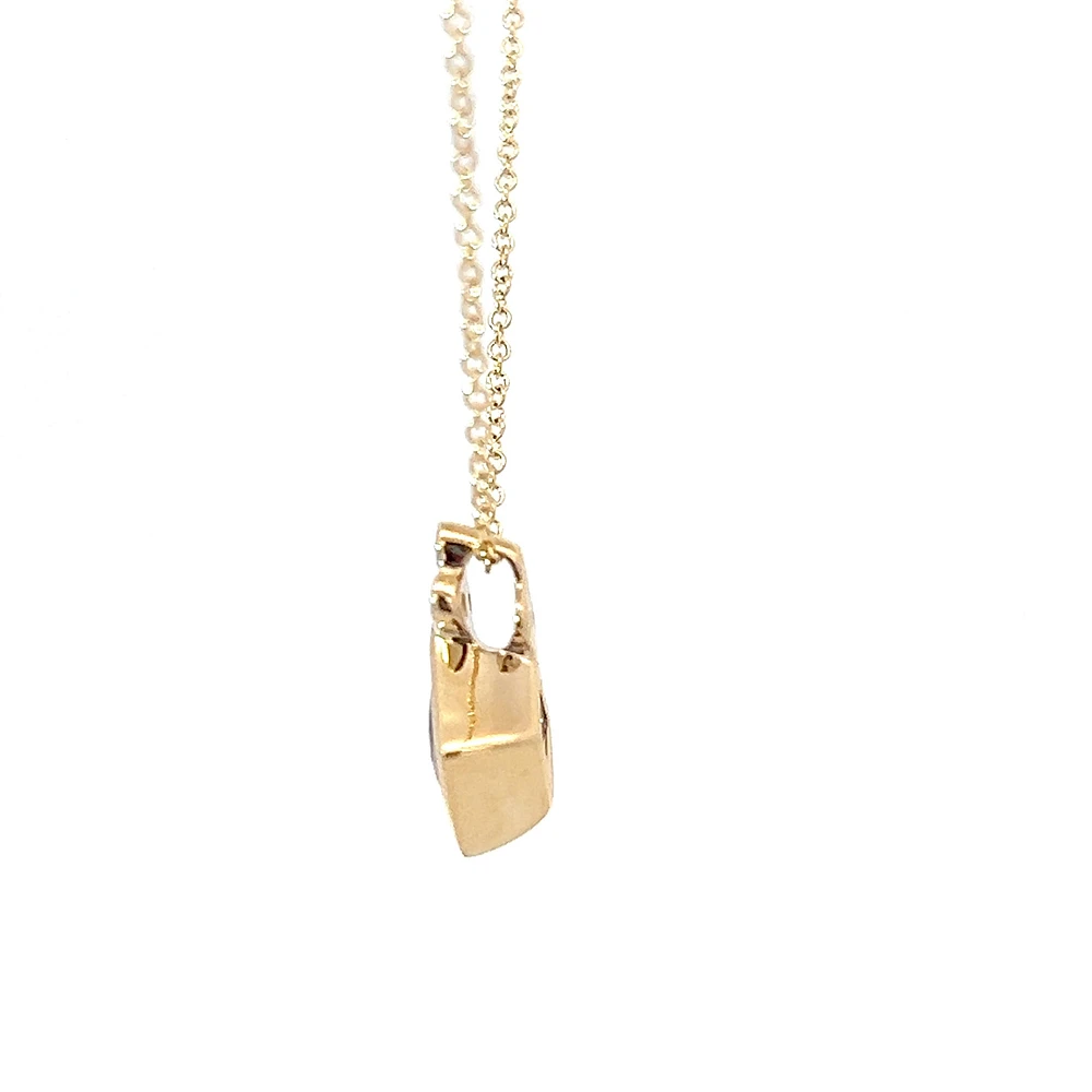 10K Yellow Gold London Blue Topaz and Diamond Necklace - 18 Inches