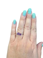 10K Yellow Gold Amethyst & Diamond Double Heart Ring, size 7