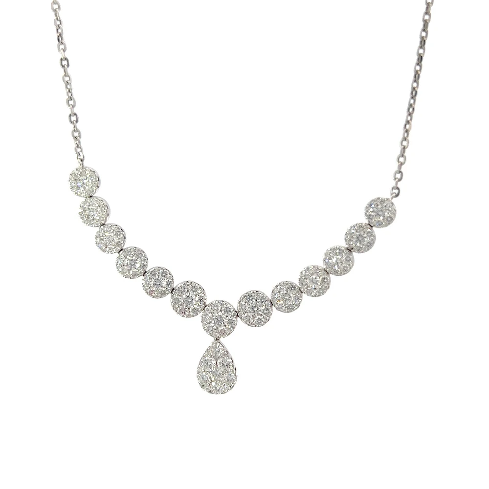 14K White Gold 3.00cttw Diamond Necklace, 18"