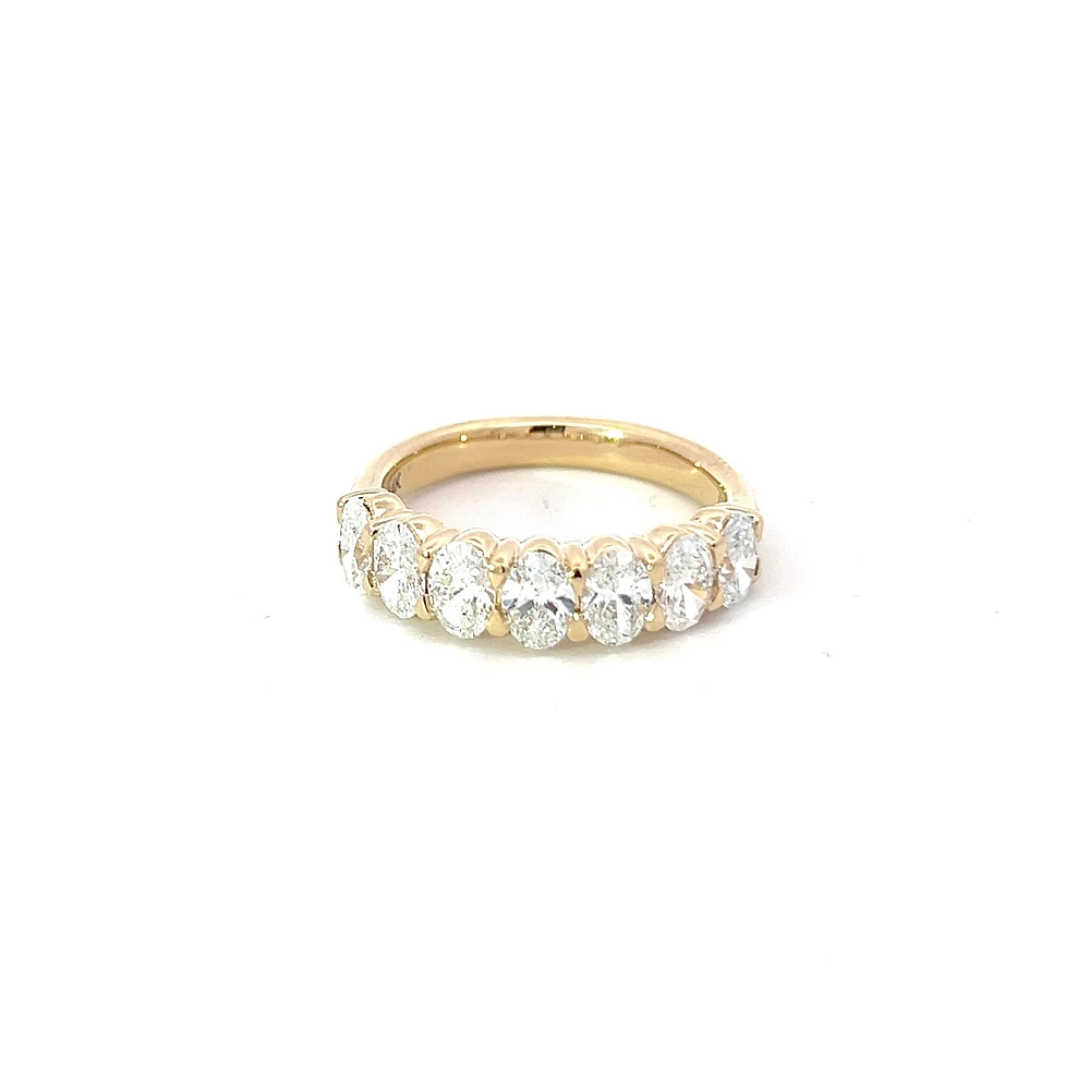 14K Yellow Gold 1.61cttw Oval Cut Lab Grown Claw Set Diamond Anniversary Band