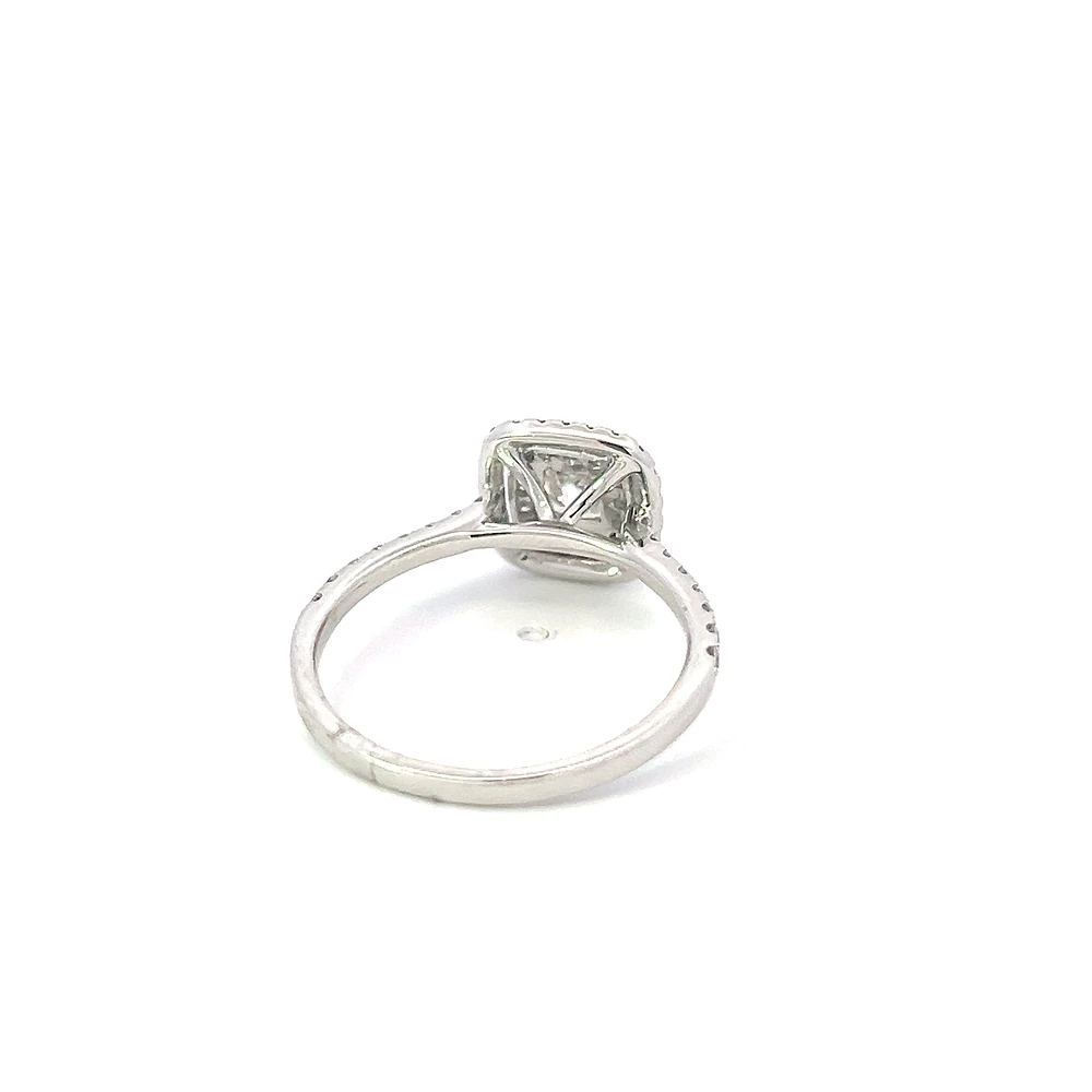 18K White Gold 0.95cttw Lab Grown Diamond Double Halo Engagement Ring
