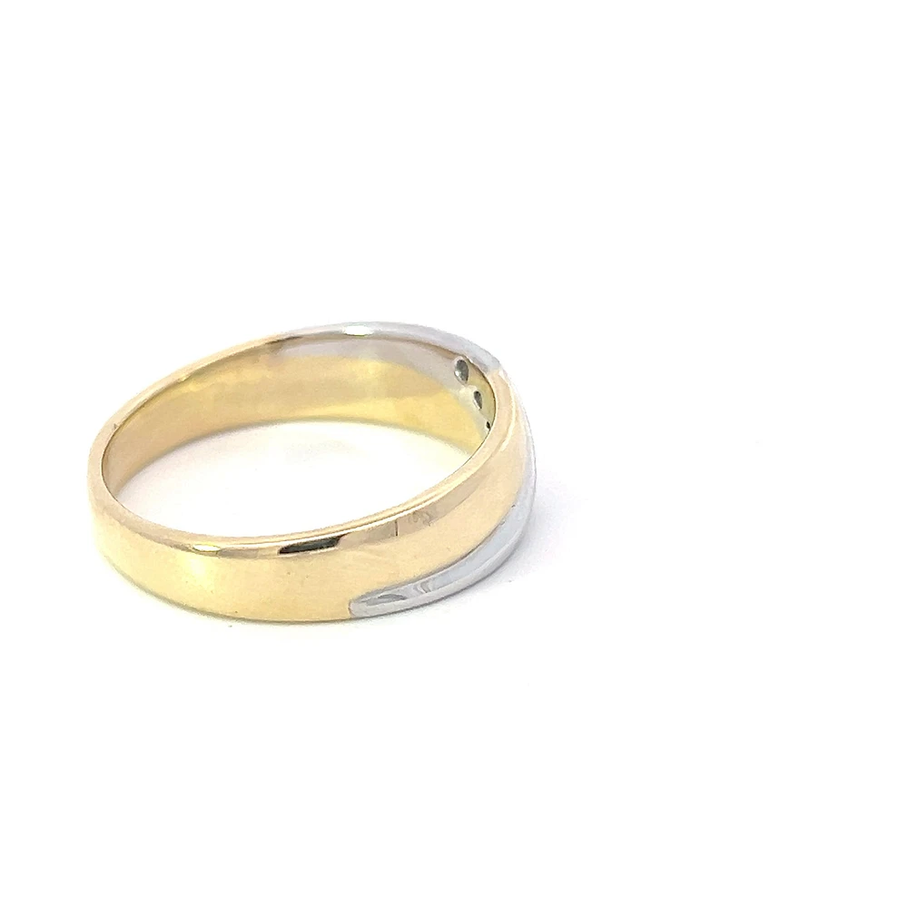 10K White & Yellow Gold 0.05cttw Diamond Gents Ring, size 10