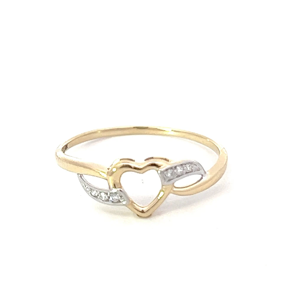 10K Yellow Gold 0.03cttw Diamond Heart Ring, size 6.5