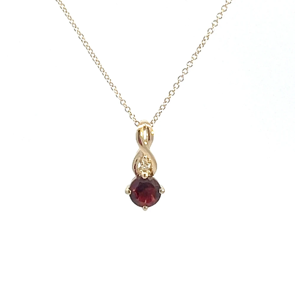 10K Yellow Gold Garnet and Diamond Pendant