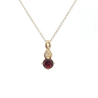 10K Yellow Gold Garnet and Diamond Pendant