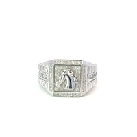 Argent Silver and Cubic Zirconia Horses Head Mens Ring