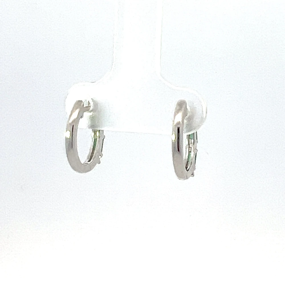 925 Sterling Silver Green and White Cubic Zirconia Huggies