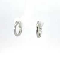 925 Sterling Silver Green and White Cubic Zirconia Huggies