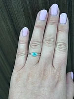 10K White Gold Blue Topaz and 0.06cttw Diamond Ring - 6