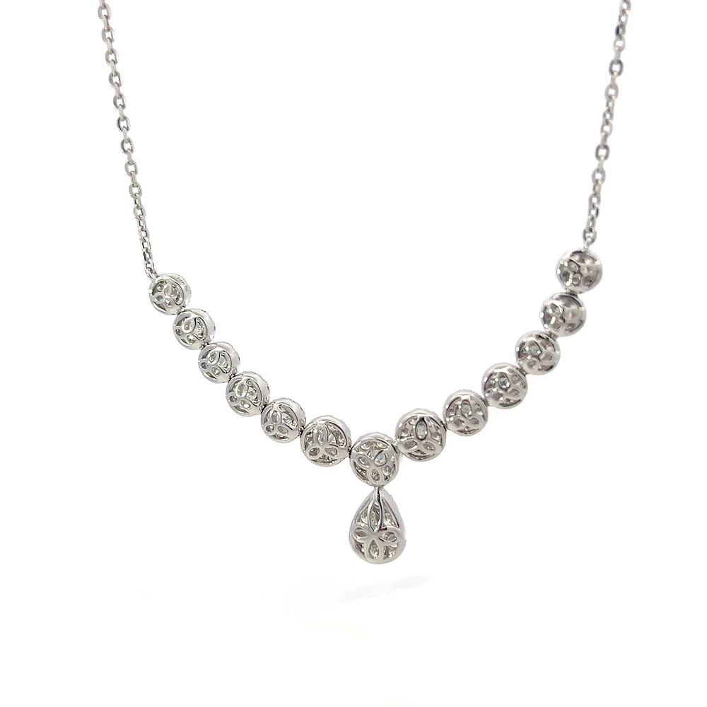 14K White Gold 3.00cttw Diamond Necklace, 18"