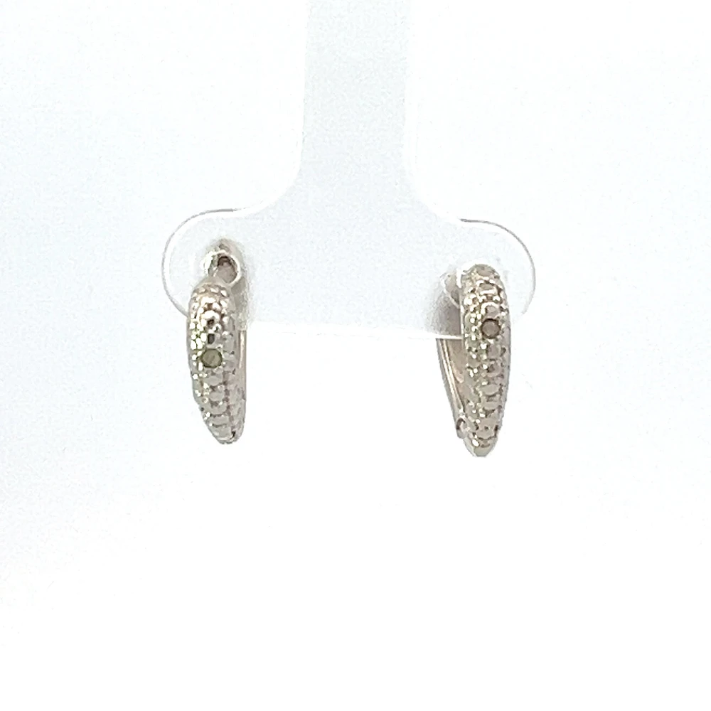 925 Silver Earrings Cubic Zirconia Heart Shaped Huggies