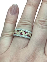 14K White & Yellow Gold Ruby and Diamond Ring - size 6.5