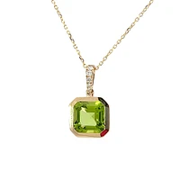 14K Yellow Gold 2.41cttw Peridot and 0.16cttw Diamond Necklace - 18 Inches