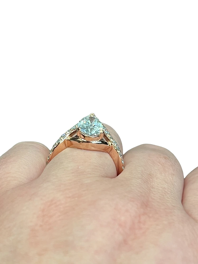 14K Rose Gold 2.17cttw Lab Grown Pear Cut Diamond Ring