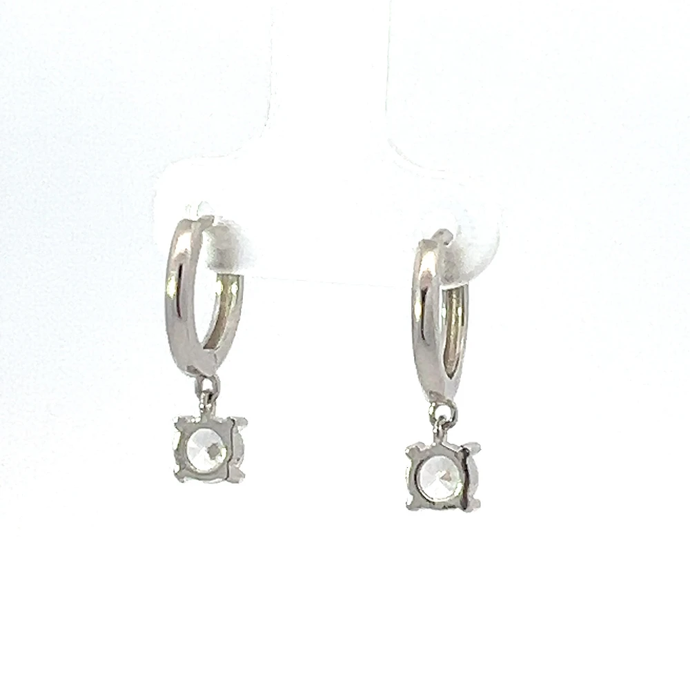 925 Sterling Silver Huggies with Dangling Cubic Zirconia