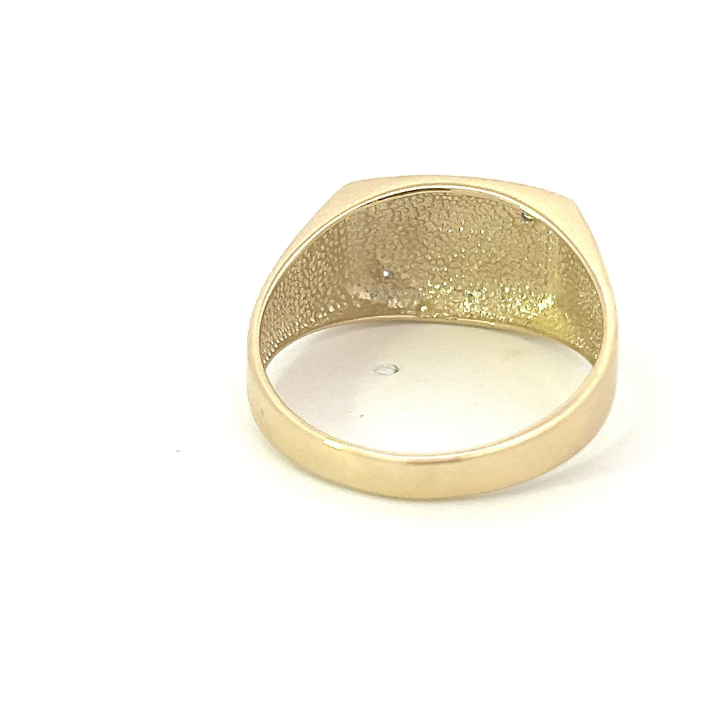 10K Yellow Gold 0.016cttw Diamond Gents Signet Ring, 10 - / 7
