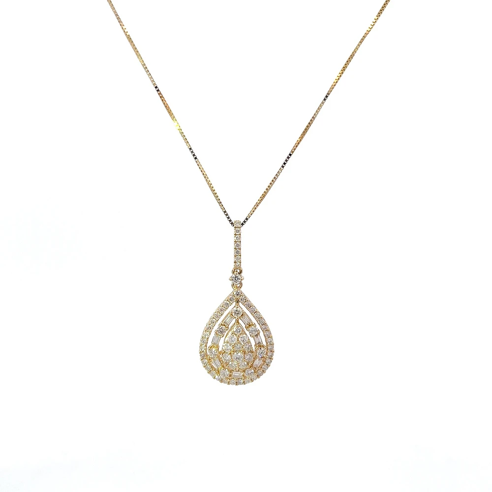 14K Yellow Gold 0.79cttw Diamond Necklace, 18"