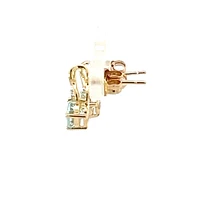 10K Gold Diamond and Aquamarine Earrings