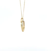 10K Yellow Gold 0.02cttw Diamond Heart Pendant, 18"