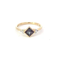 10K Yellow Gold  Created Alexandrite and Diamond Ring, size 7