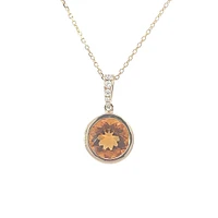 14K Yellow Gold 2.28cttw Citrine and 0.16cttw Diamond Pendant, 18"
