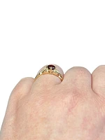 10K Yellow Gold 0.55cttw Garnet and 0.015cttw Diamond Ring