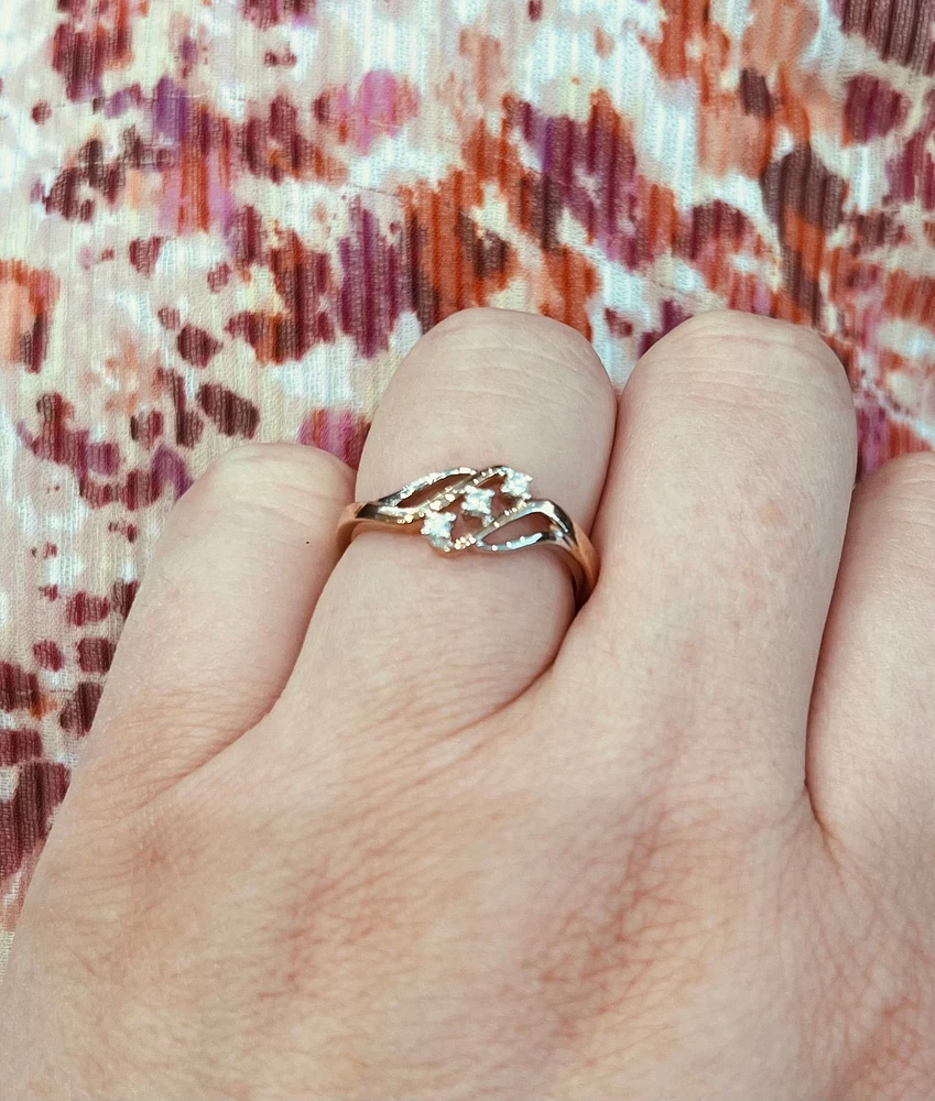 10K White & Rose Gold 0.06cttw Diamond Ring