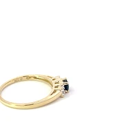 10K Yellow Gold Sapphire and Diamond 3 Stone Ring - Size 6