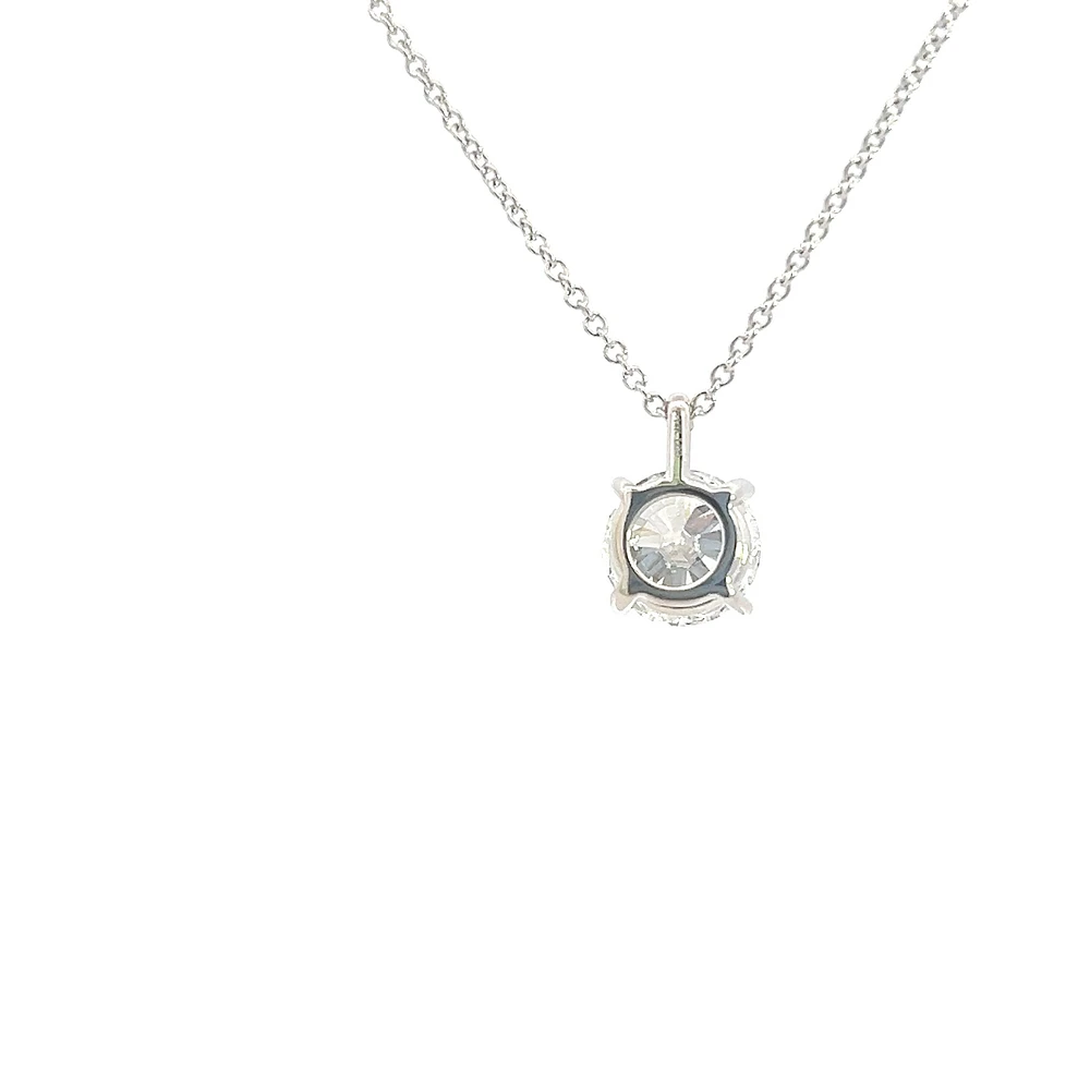 14K White Gold 2.11cttw Lab Grown Diamond Solitaire Necklace with Rolo Chain (Lobster Clasp) - Adjustable 16 - 18 Inches