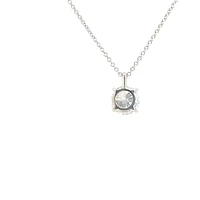 14K White Gold 2.11cttw Lab Grown Diamond Solitaire Necklace with Rolo Chain (Lobster Clasp) - Adjustable 16 - 18 Inches