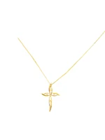 10K White and Yellow Gold 0.08 cttw Diamond Cross Pendant, 18"