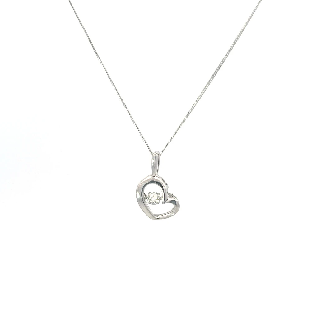 10K White Gold 0.05 Diamond Pulse Pendant, 18"