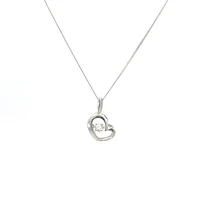 10K White Gold 0.05 Diamond Pulse Pendant, 18"