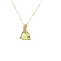 10K Yellow Gold 8mm Trillion Cut Peridot and 0.059cttw Diamond Pendant - 18 inches