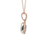14K Rose Gold Blue Topaz & Diamond Pendant, 18"