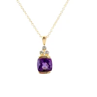 10K Yellow Gold 0.80cttw Amethyst & 0.015cttw Diamond Pendant, 18"