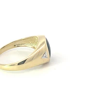 10K Yellow Gold Onyx and 0.02cttw Diamond Gents Ring, size 10