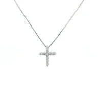 10K White Gold 0.15 cttw Diamond Cross Pendant, 18"