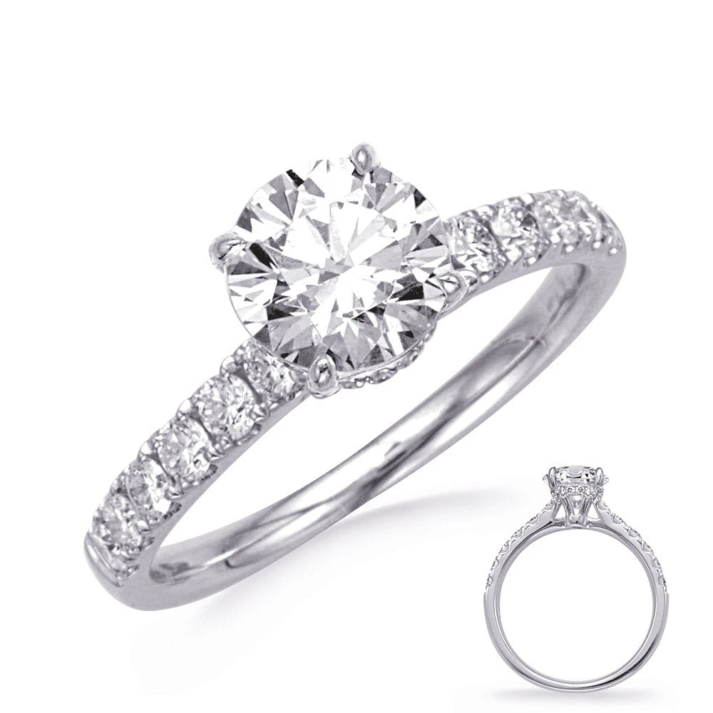 Platinum Round Brilliant Cut Diamond Ring - Mount Only (No centre diamond) / 14K Gold 5