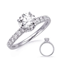 Platinum Round Brilliant Cut Diamond Ring - Mount Only (No centre diamond) / 14K Gold 5