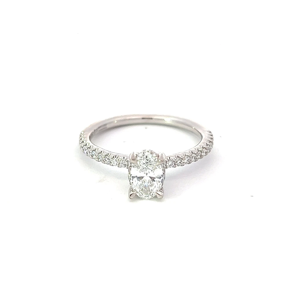 14K White Gold 0.78cttw Oval Cut Canadian Diamond Engagement Ring - /