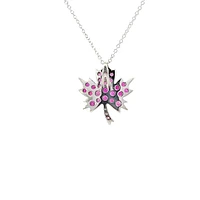 10K White Gold 0.45cttw Ruby and 0.015cttw Diamond Necklace with Cable Chain (Spring Clasp) - Adjustable 17 - 18 Inches